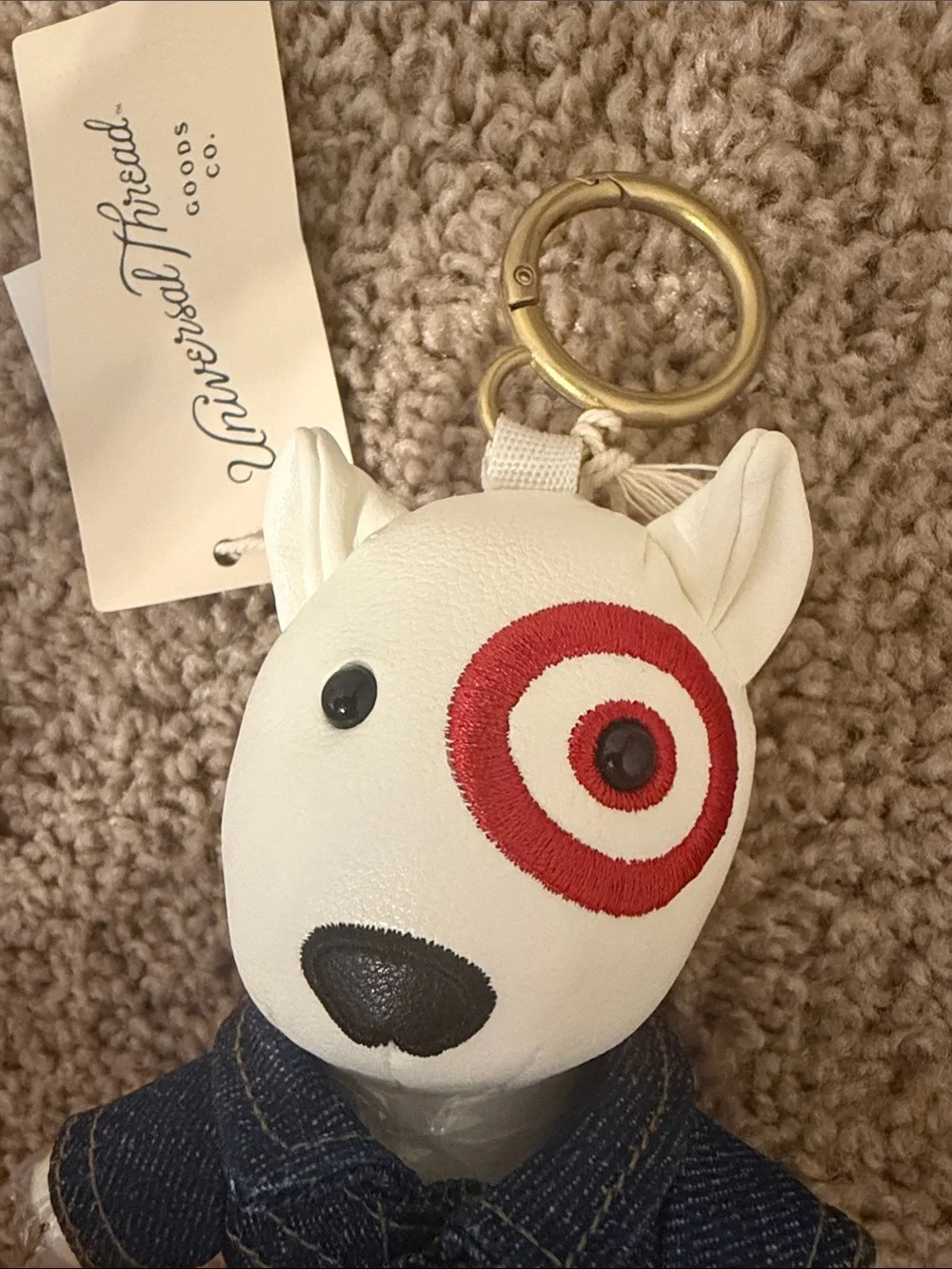 Target Universal Thread Bullseye Dog Keychain with Denim Jacket